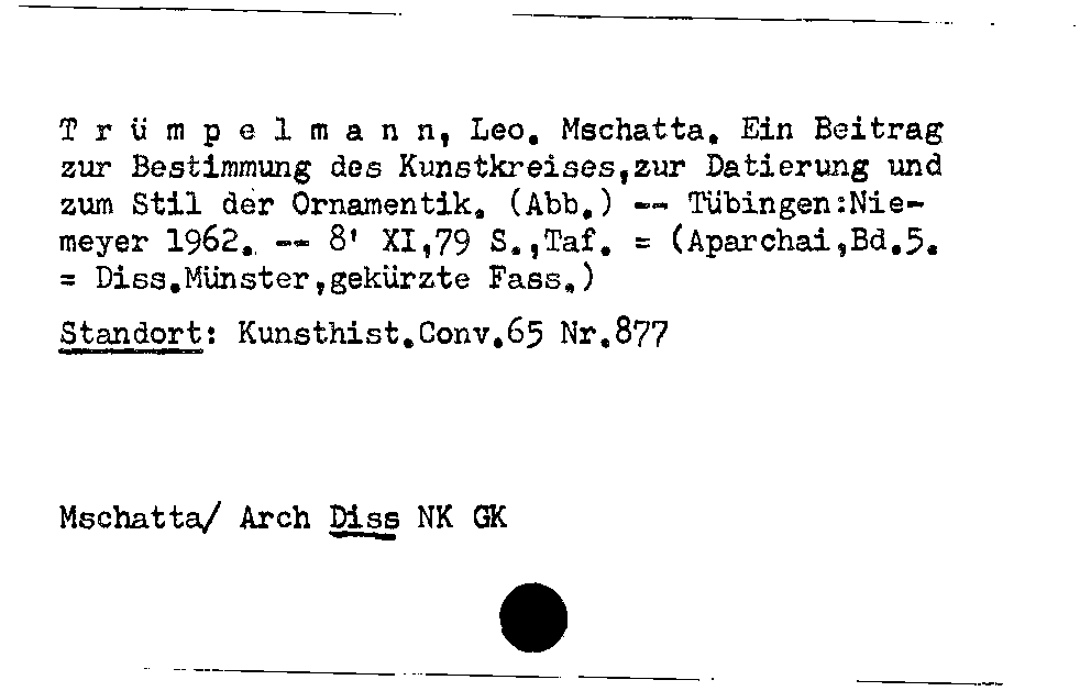 [Katalogkarte Dissertationenkatalog bis 1980]