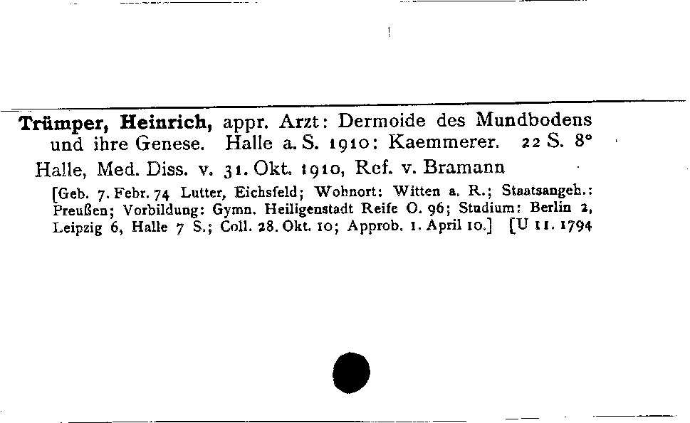 [Katalogkarte Dissertationenkatalog bis 1980]