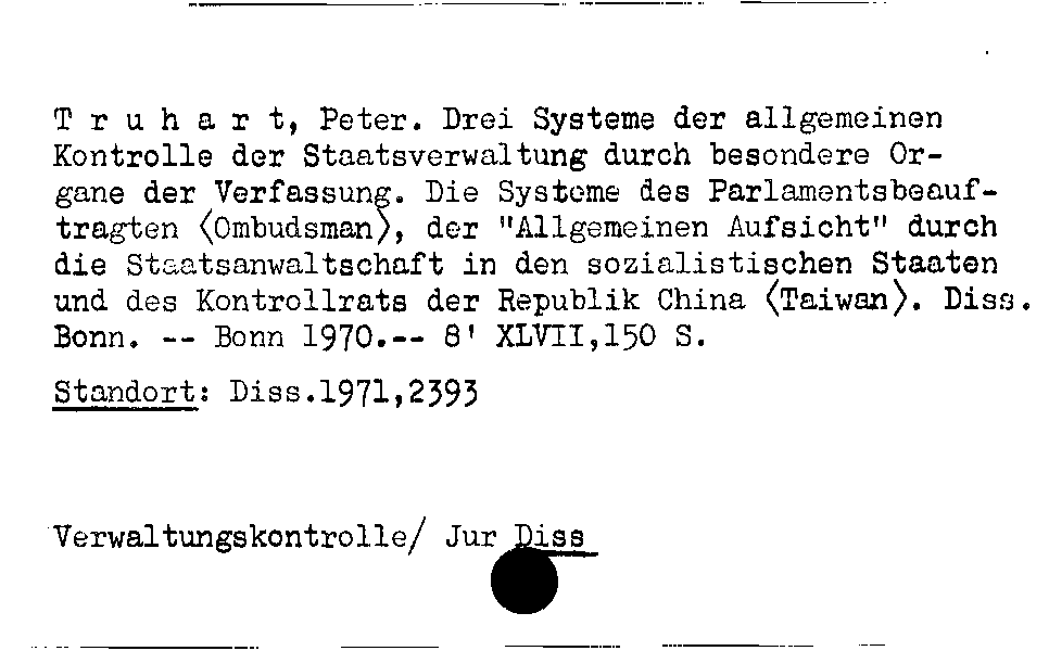 [Katalogkarte Dissertationenkatalog bis 1980]