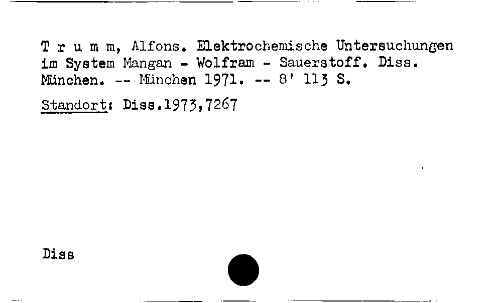 [Katalogkarte Dissertationenkatalog bis 1980]