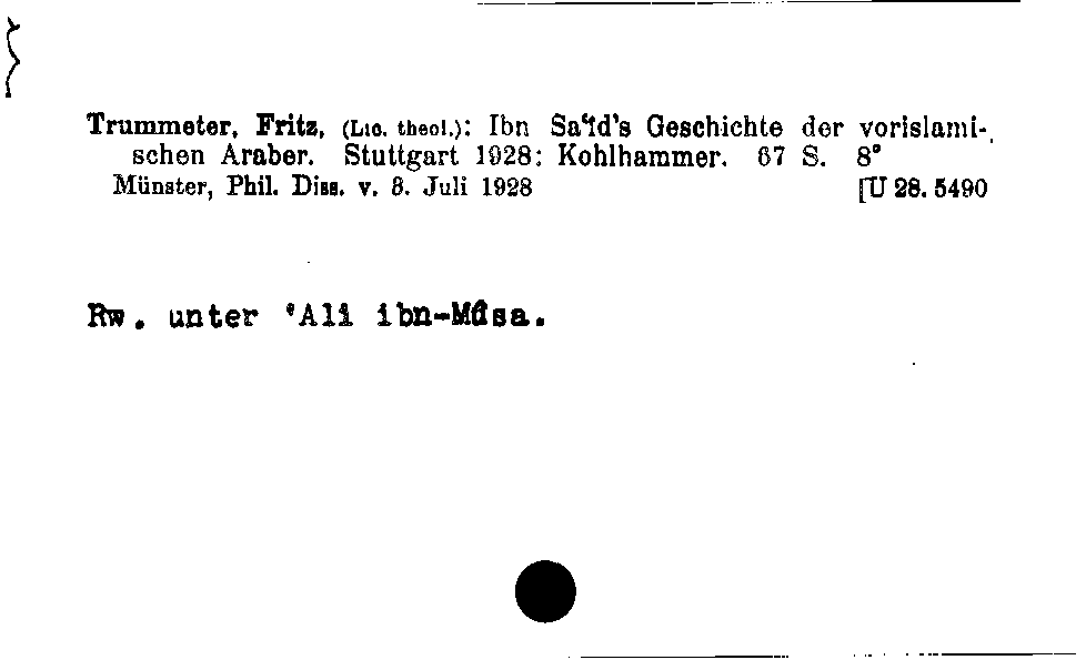 [Katalogkarte Dissertationenkatalog bis 1980]