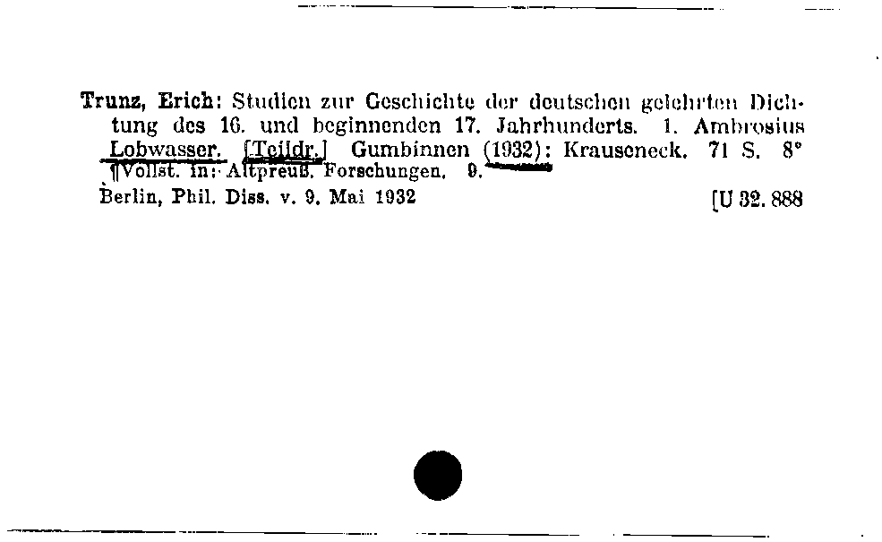 [Katalogkarte Dissertationenkatalog bis 1980]