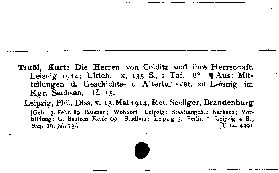 [Katalogkarte Dissertationenkatalog bis 1980]