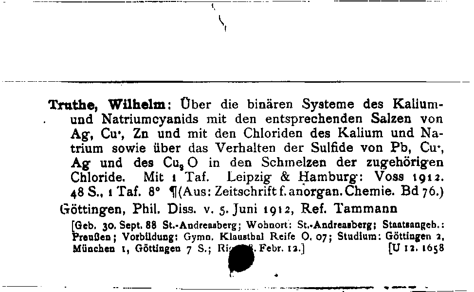 [Katalogkarte Dissertationenkatalog bis 1980]