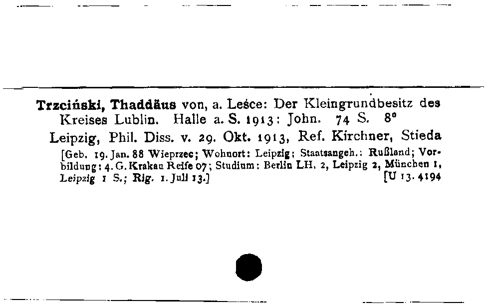 [Katalogkarte Dissertationenkatalog bis 1980]