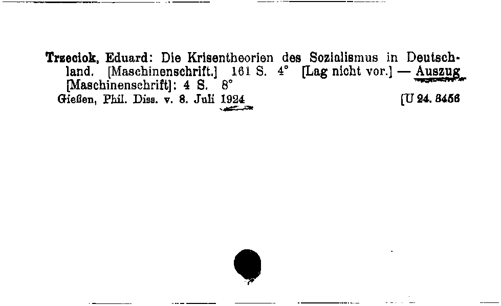 [Katalogkarte Dissertationenkatalog bis 1980]