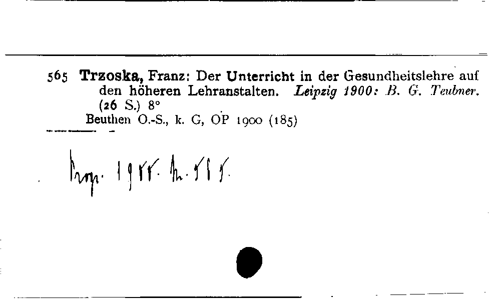 [Katalogkarte Dissertationenkatalog bis 1980]