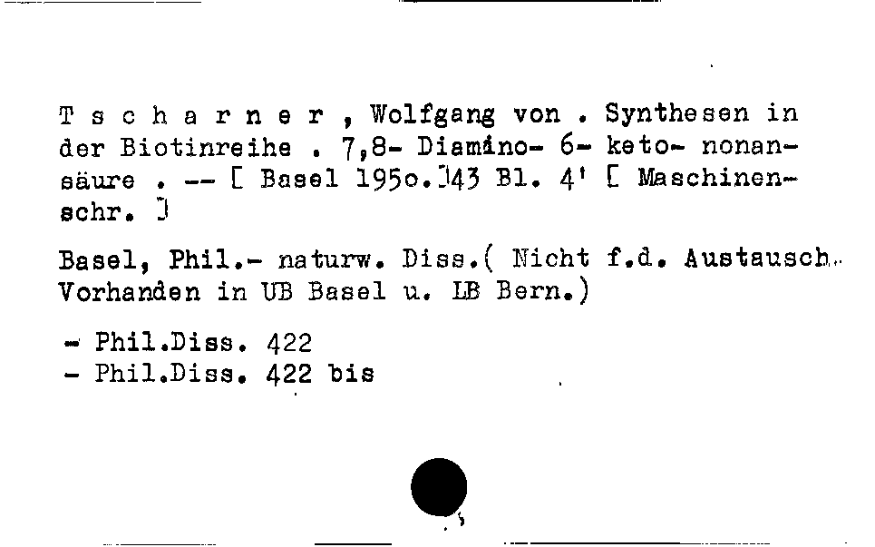 [Katalogkarte Dissertationenkatalog bis 1980]