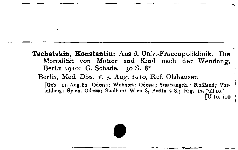 [Katalogkarte Dissertationenkatalog bis 1980]