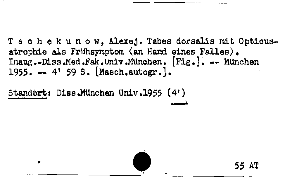 [Katalogkarte Dissertationenkatalog bis 1980]