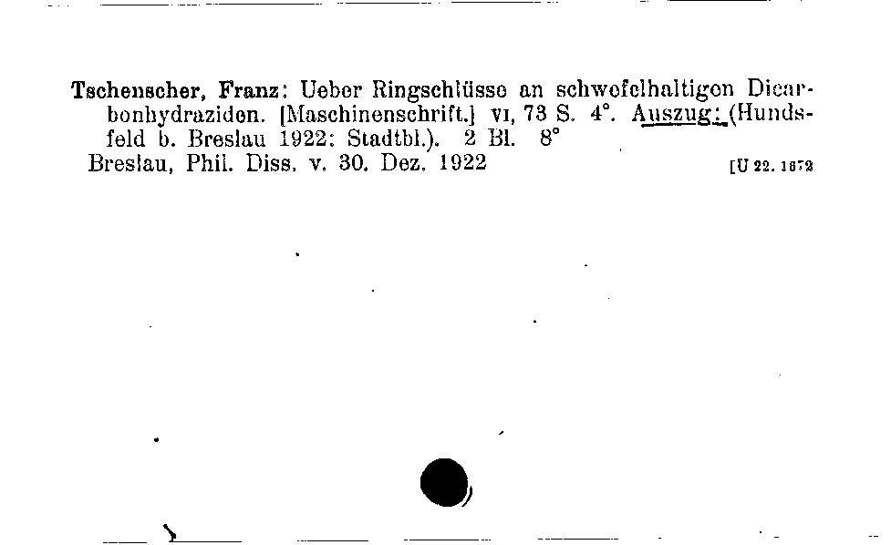 [Katalogkarte Dissertationenkatalog bis 1980]