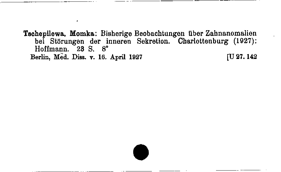 [Katalogkarte Dissertationenkatalog bis 1980]