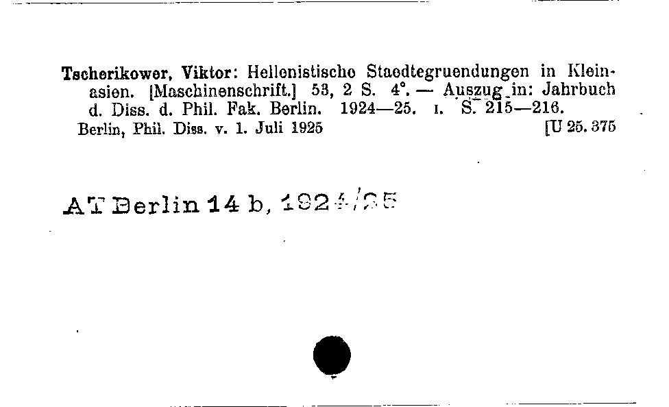 [Katalogkarte Dissertationenkatalog bis 1980]