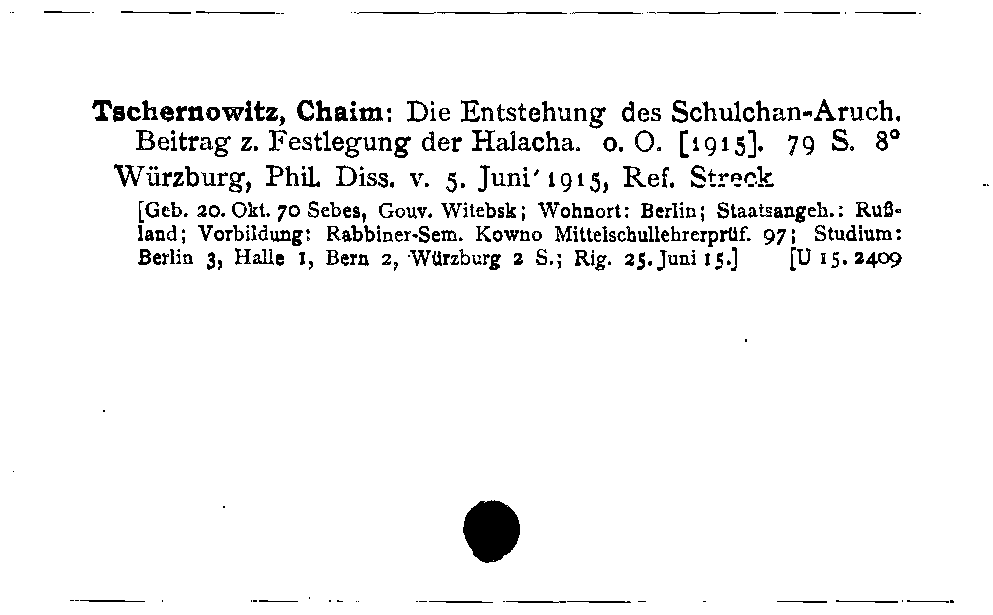 [Katalogkarte Dissertationenkatalog bis 1980]