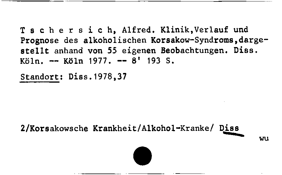 [Katalogkarte Dissertationenkatalog bis 1980]