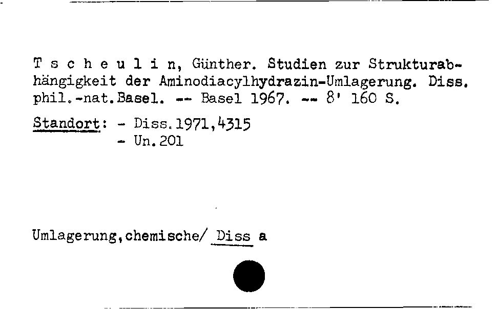 [Katalogkarte Dissertationenkatalog bis 1980]