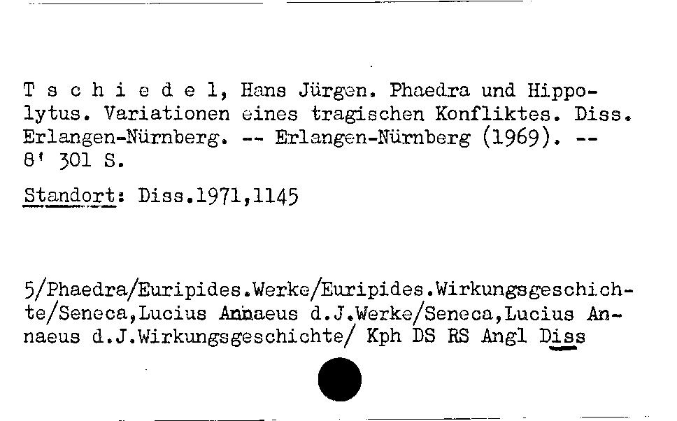 [Katalogkarte Dissertationenkatalog bis 1980]