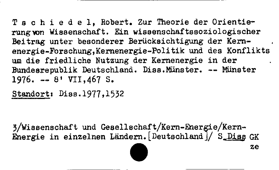 [Katalogkarte Dissertationenkatalog bis 1980]