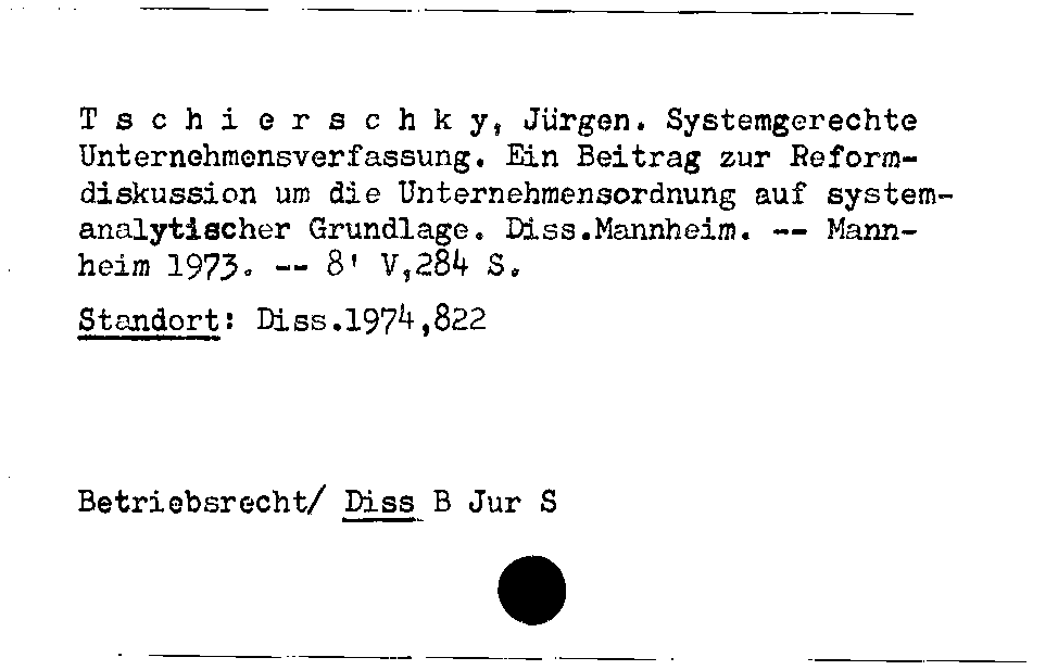 [Katalogkarte Dissertationenkatalog bis 1980]