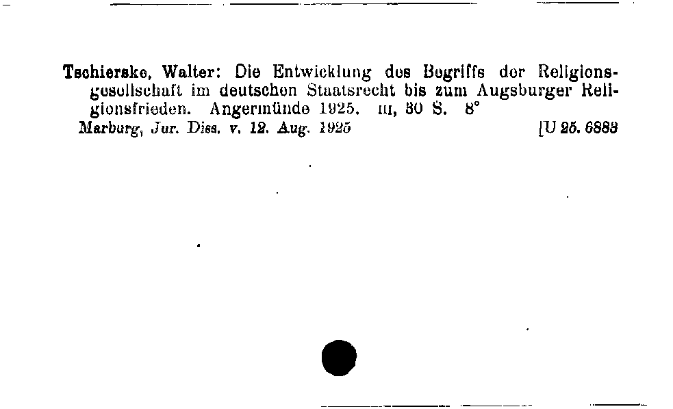 [Katalogkarte Dissertationenkatalog bis 1980]