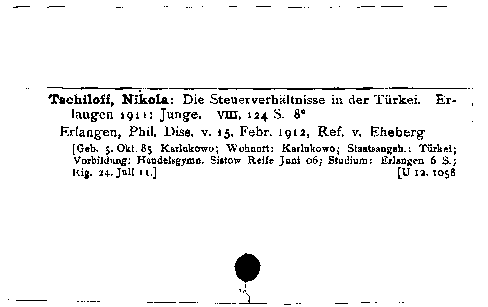 [Katalogkarte Dissertationenkatalog bis 1980]