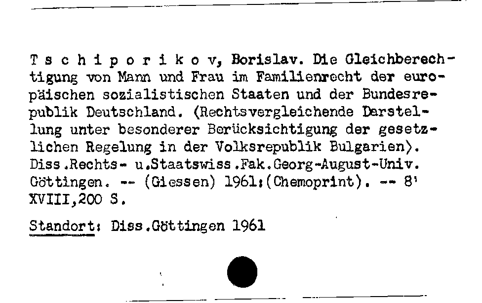 [Katalogkarte Dissertationenkatalog bis 1980]