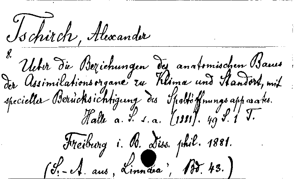 [Katalogkarte Dissertationenkatalog bis 1980]