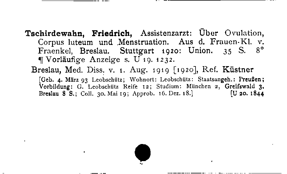 [Katalogkarte Dissertationenkatalog bis 1980]