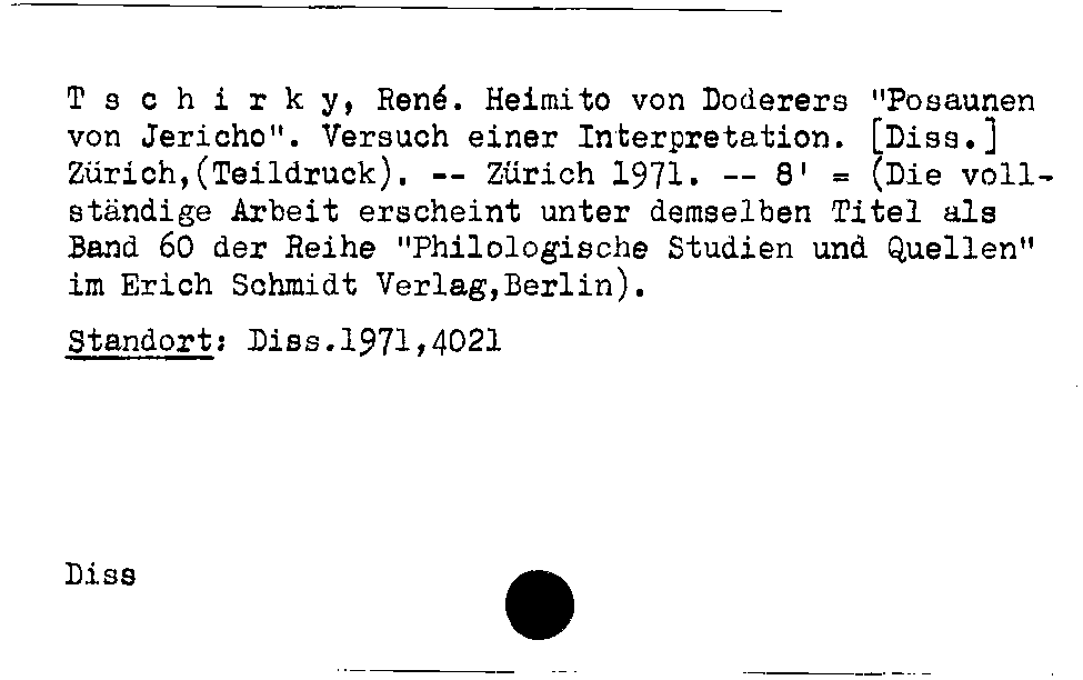 [Katalogkarte Dissertationenkatalog bis 1980]