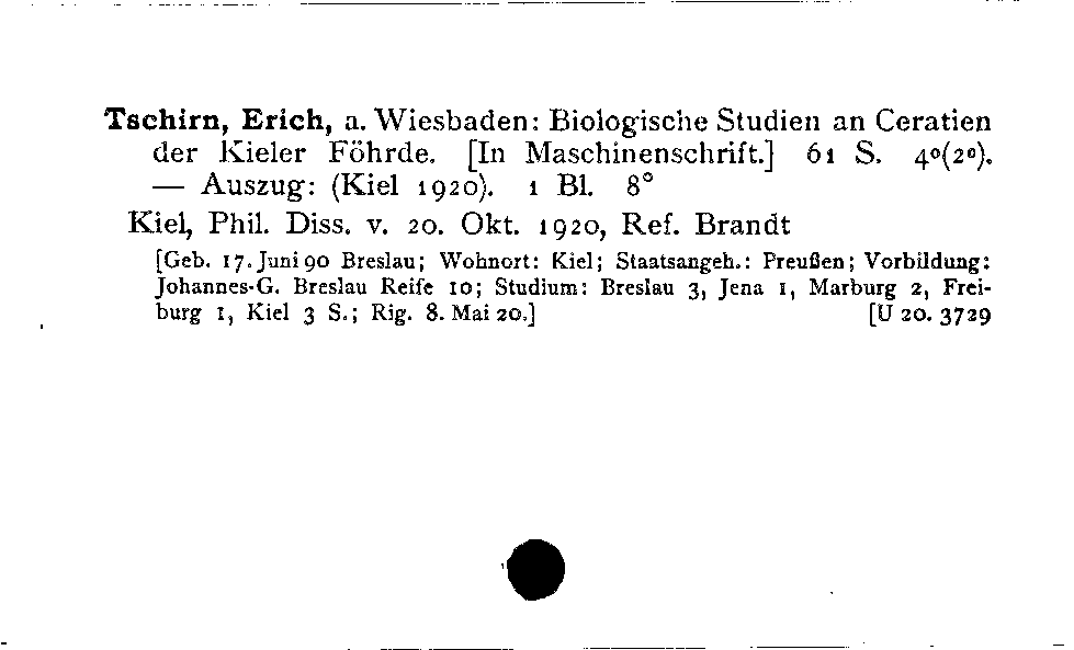 [Katalogkarte Dissertationenkatalog bis 1980]