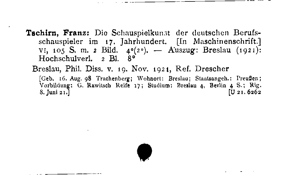 [Katalogkarte Dissertationenkatalog bis 1980]