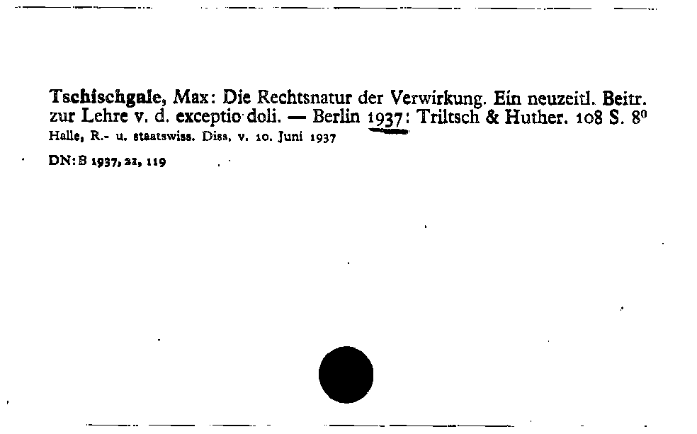 [Katalogkarte Dissertationenkatalog bis 1980]