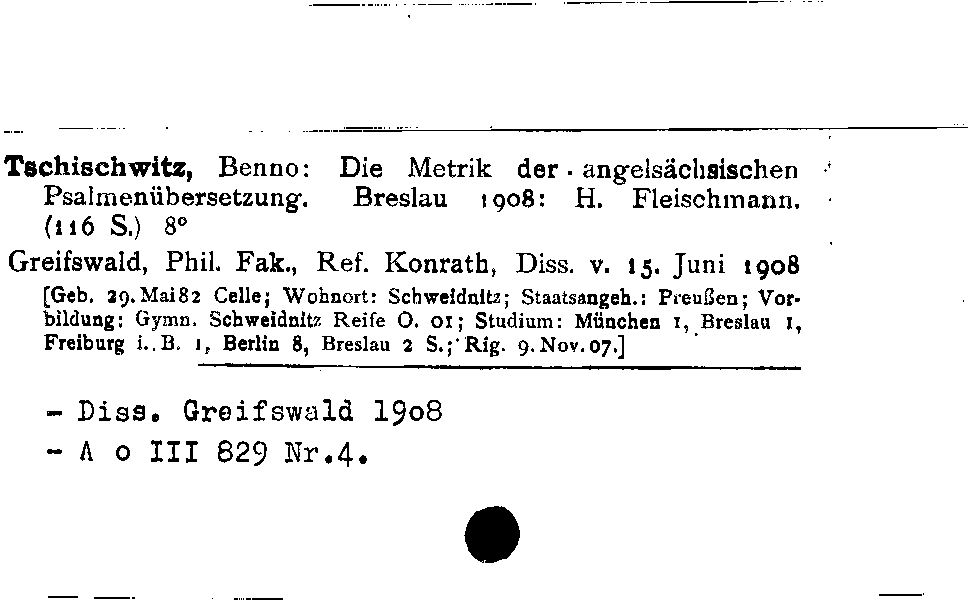 [Katalogkarte Dissertationenkatalog bis 1980]