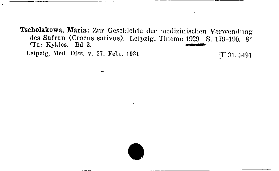 [Katalogkarte Dissertationenkatalog bis 1980]