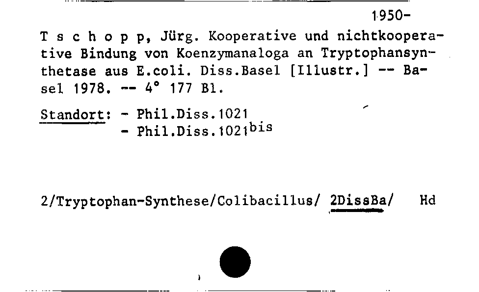 [Katalogkarte Dissertationenkatalog bis 1980]