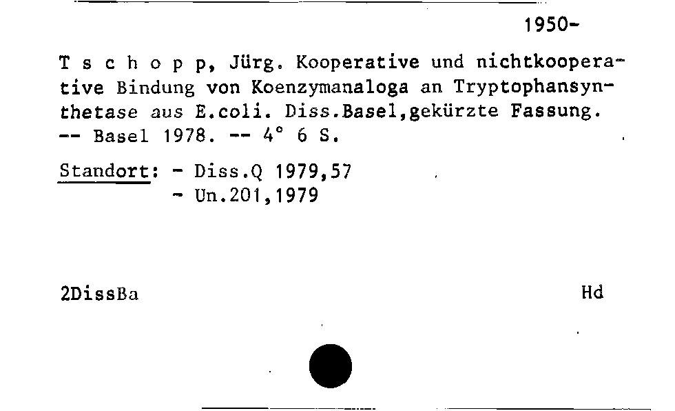 [Katalogkarte Dissertationenkatalog bis 1980]