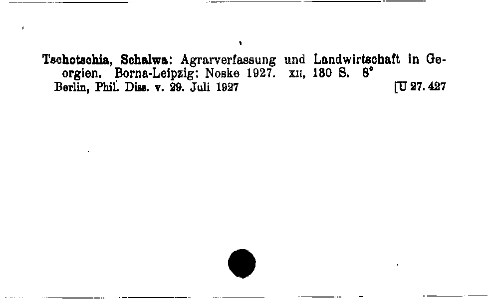 [Katalogkarte Dissertationenkatalog bis 1980]