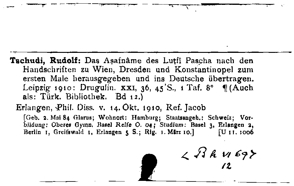 [Katalogkarte Dissertationenkatalog bis 1980]