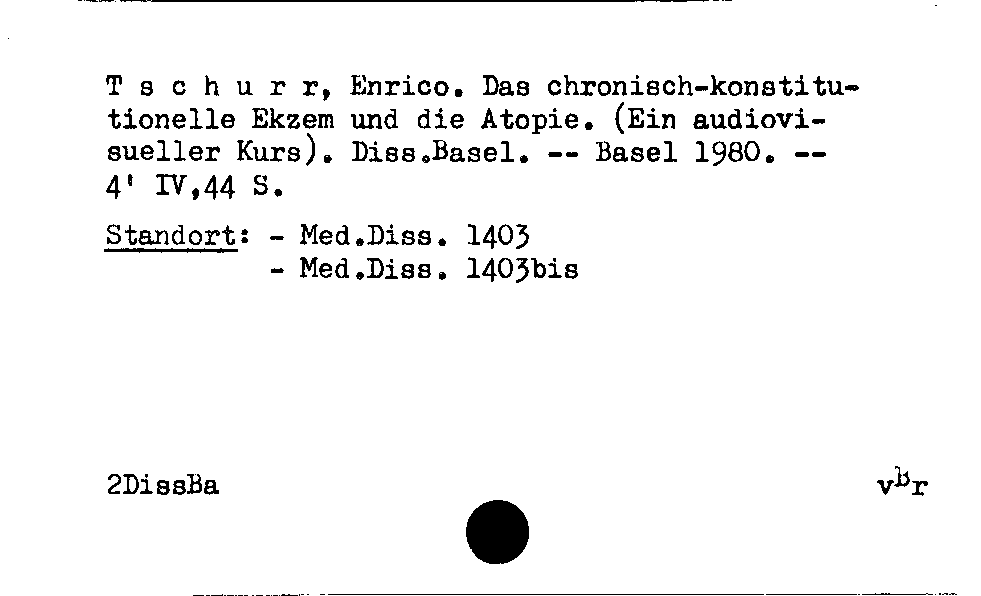 [Katalogkarte Dissertationenkatalog bis 1980]