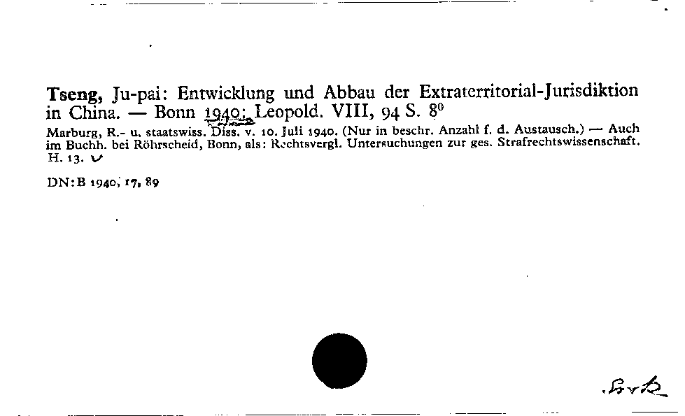 [Katalogkarte Dissertationenkatalog bis 1980]