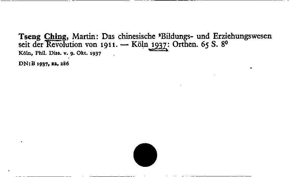 [Katalogkarte Dissertationenkatalog bis 1980]