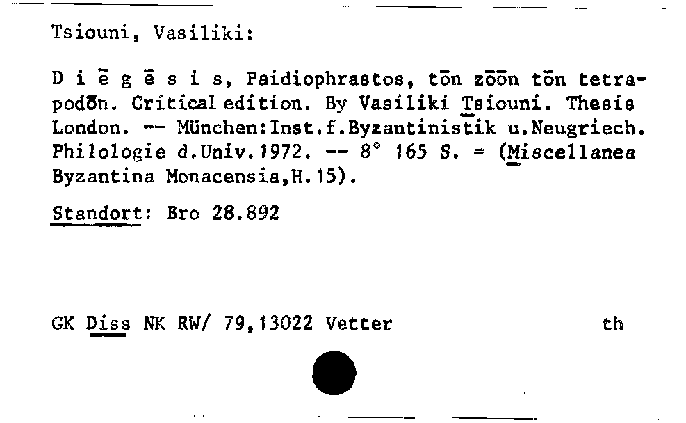 [Katalogkarte Dissertationenkatalog bis 1980]