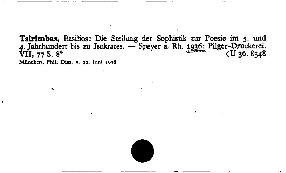 [Katalogkarte Dissertationenkatalog bis 1980]