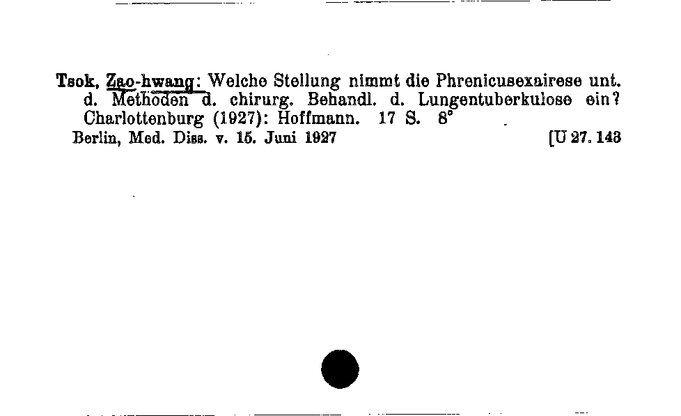 [Katalogkarte Dissertationenkatalog bis 1980]