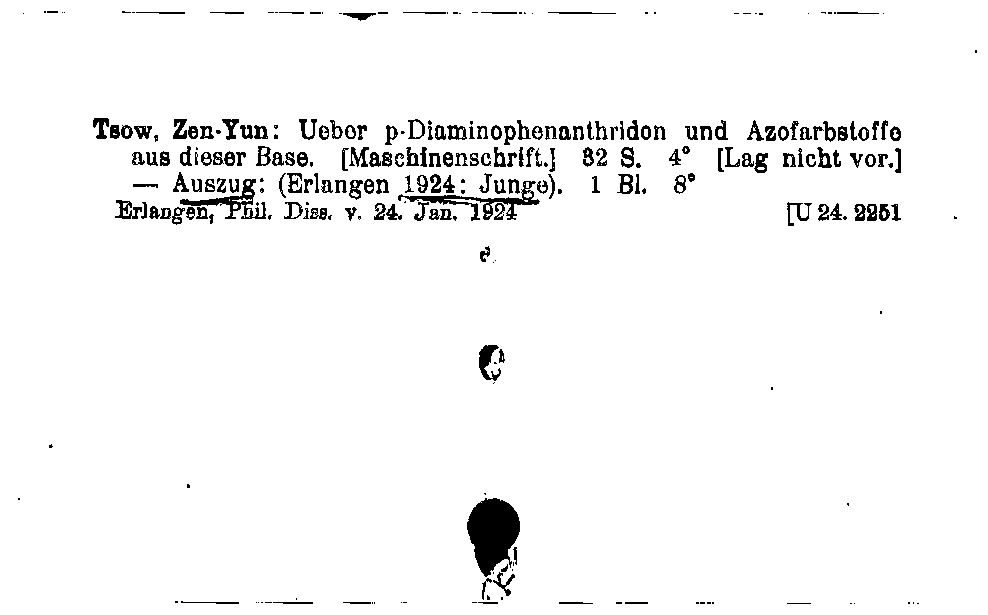 [Katalogkarte Dissertationenkatalog bis 1980]