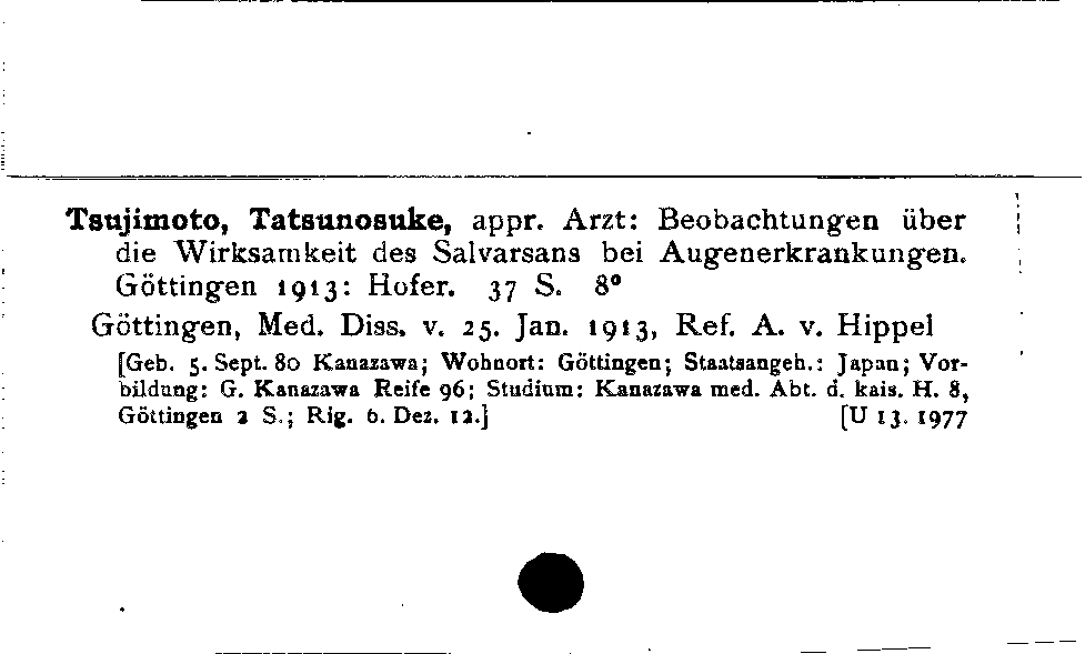 [Katalogkarte Dissertationenkatalog bis 1980]