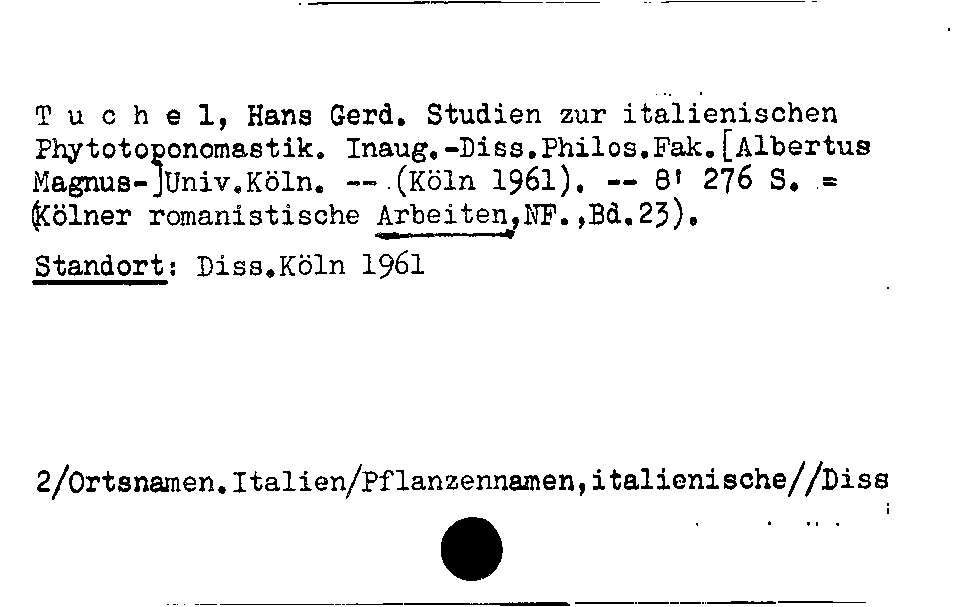 [Katalogkarte Dissertationenkatalog bis 1980]