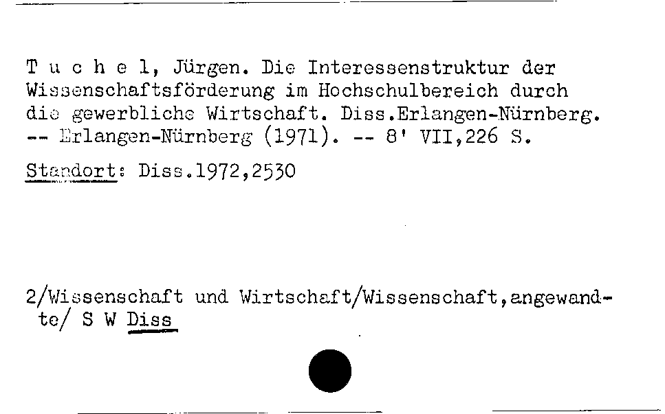 [Katalogkarte Dissertationenkatalog bis 1980]