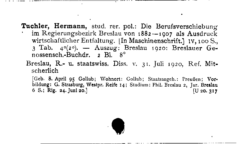 [Katalogkarte Dissertationenkatalog bis 1980]