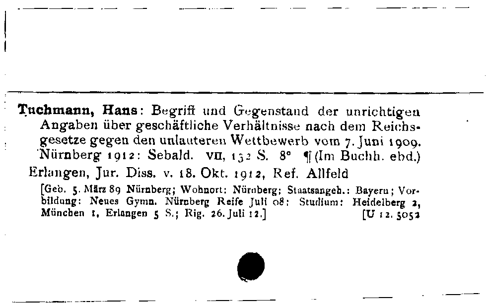 [Katalogkarte Dissertationenkatalog bis 1980]